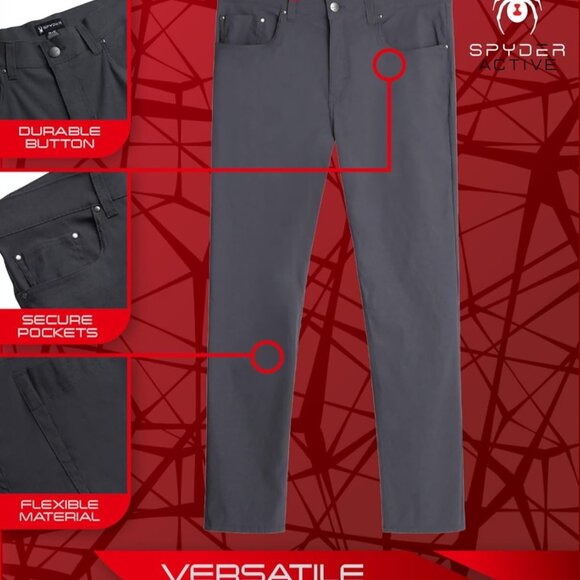 NWOT SPYDER Grey Core 5 Pocket Pants 36 x 30 - Picture 2 of 11